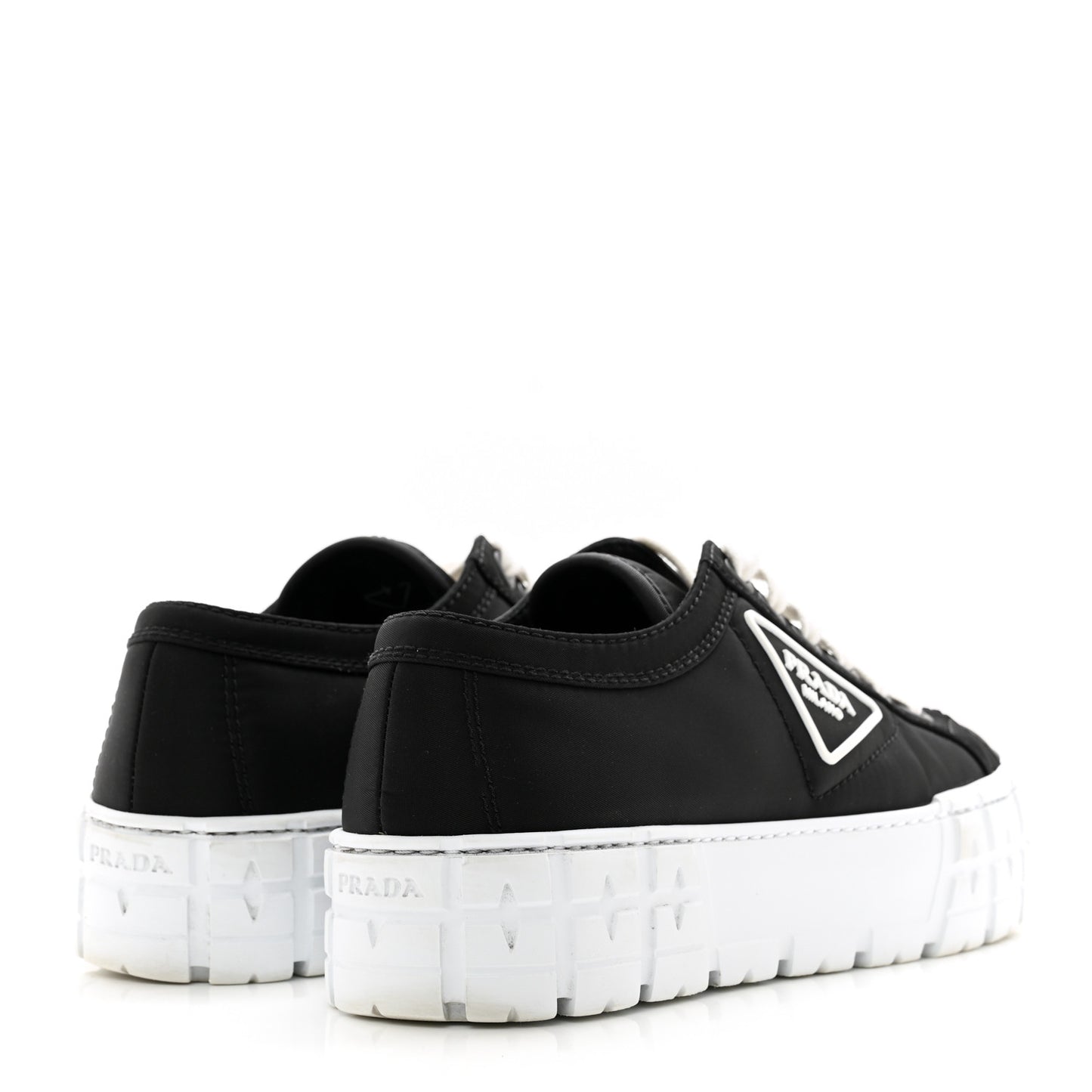 Re-Nylon Gabardine Triangle Logo Double Wheel 50mm Sneakers 38.5 Black