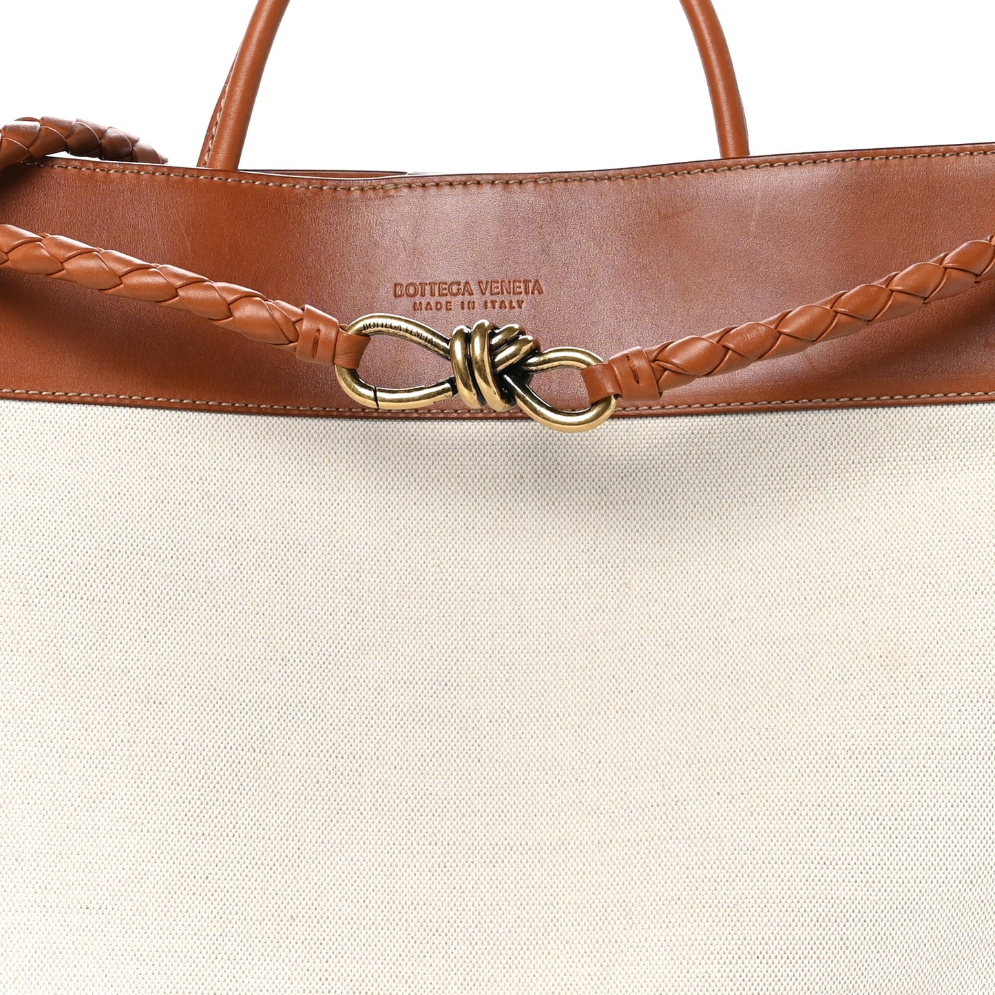 Washed Canvas Calfskin Large Andiamo  Natural Light Wood