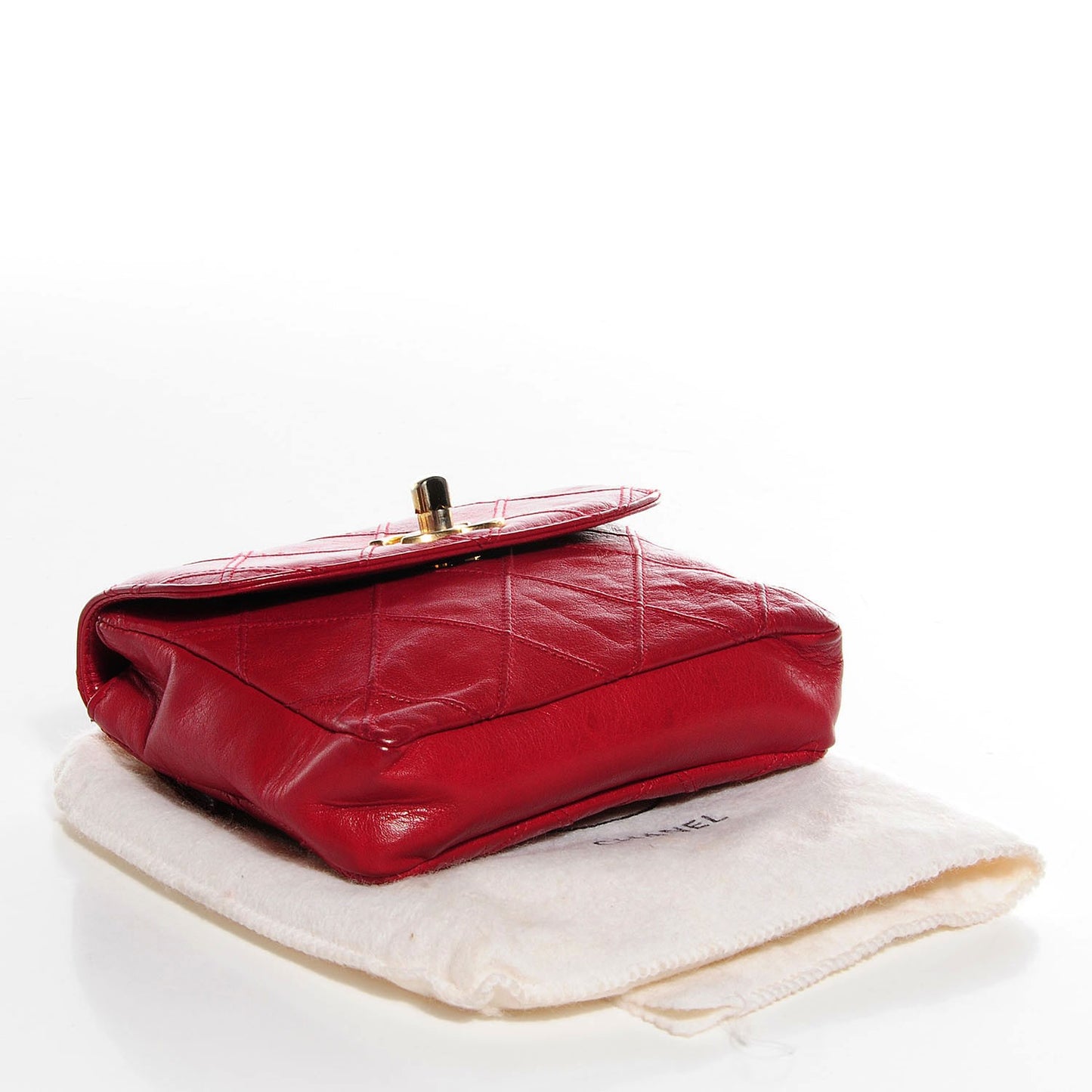 Lambskin Diamond Stitched Waist Chain Belt Flap Bag Red