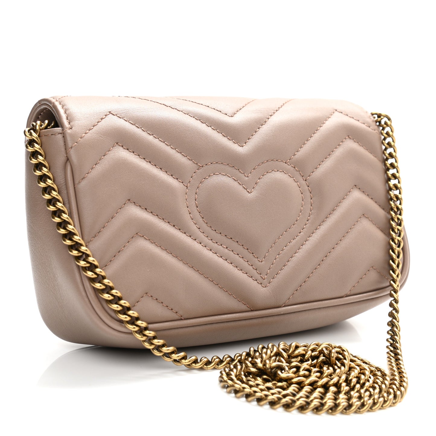 Calfskin Matelasse Super Mini GG Marmont Shoulder Bag Porcelain Rose