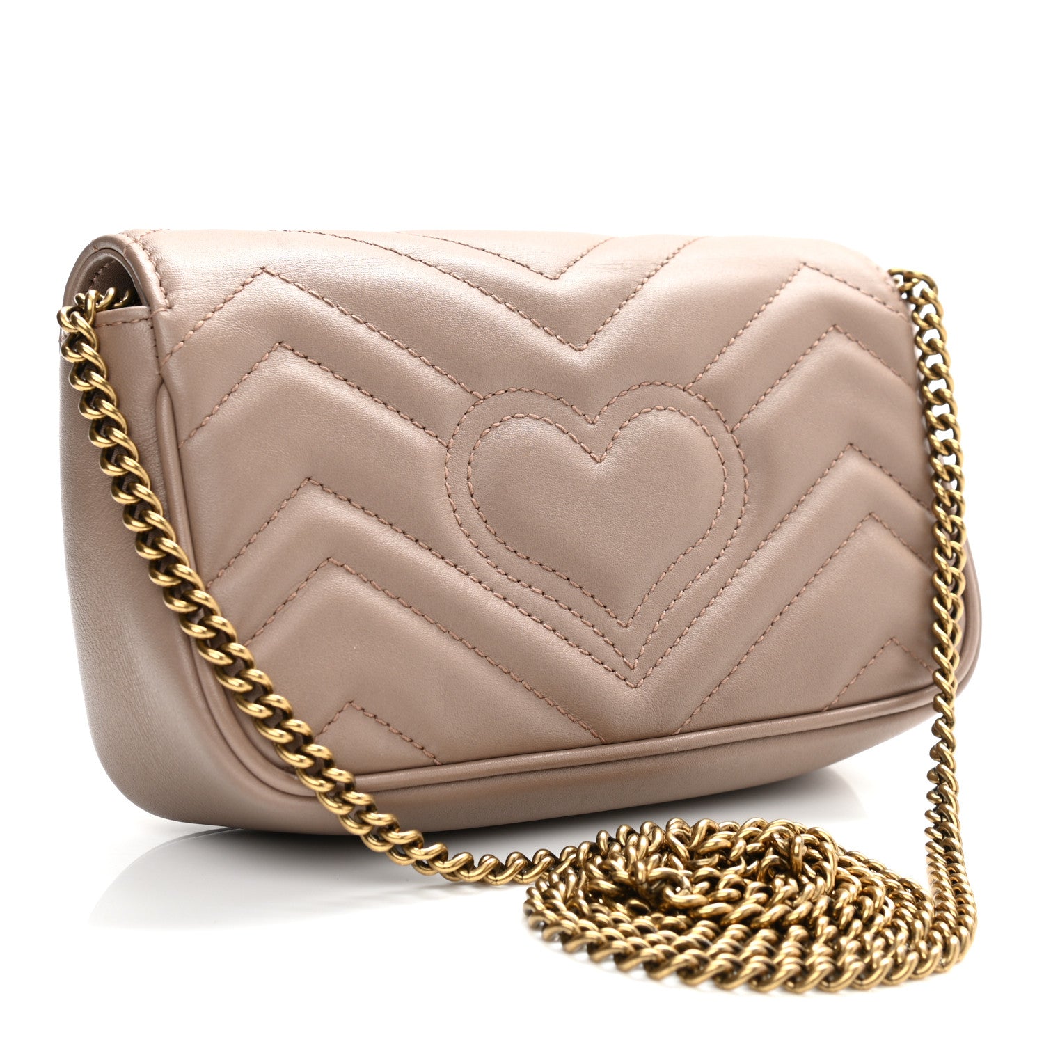 Gucci Calfskin Matelasse Super Mini GG Marmont Shoulder Bag Porcelain Rose 3 of 11