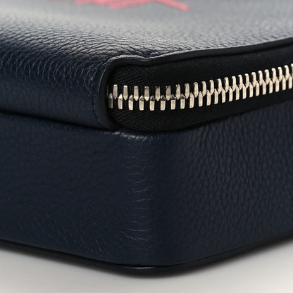 Christian Dior X SHAWN STUSSY Grained Calfskin Ox Head Crossbody Double Zip Crossbody Pouch Navy Blue 11 of 12