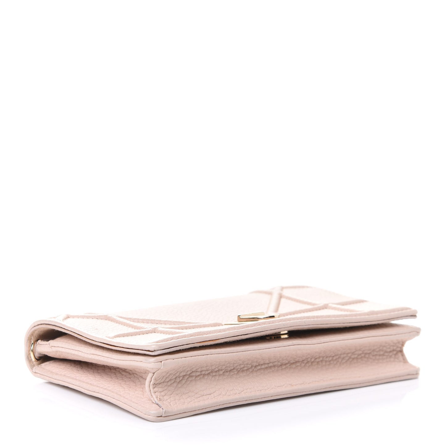 Grained Calfskin Diorama Wallet on Chain Pouch Nude