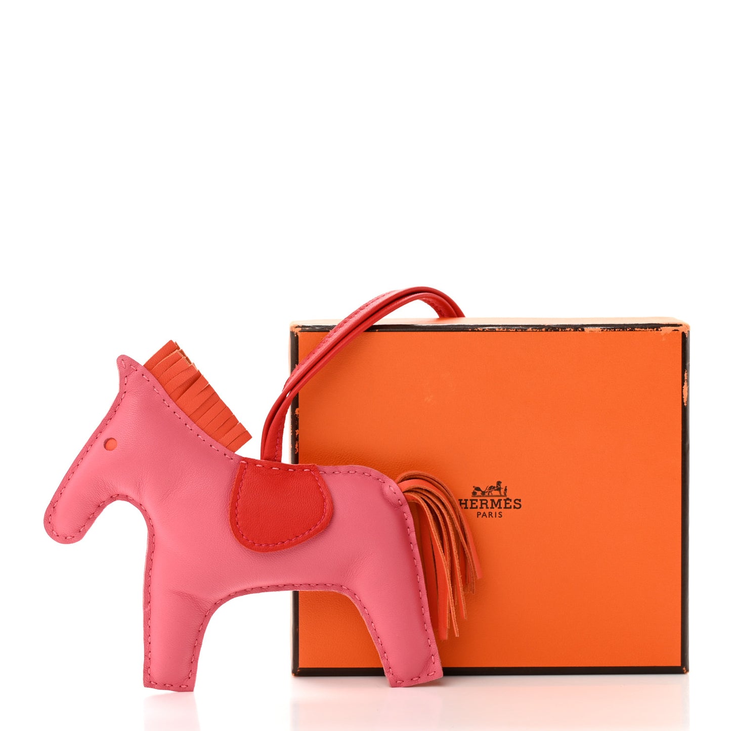 Milo Lambskin Grigri Rodeo Horse Bag Charm MM Rose Azalee Orange Poppy