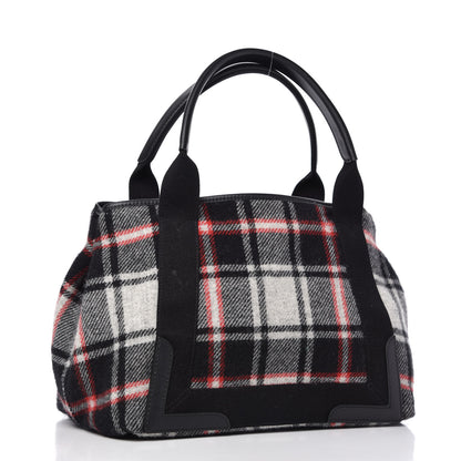Balenciaga Wool Plaid S Navy Cabas Black Red 3 of 10