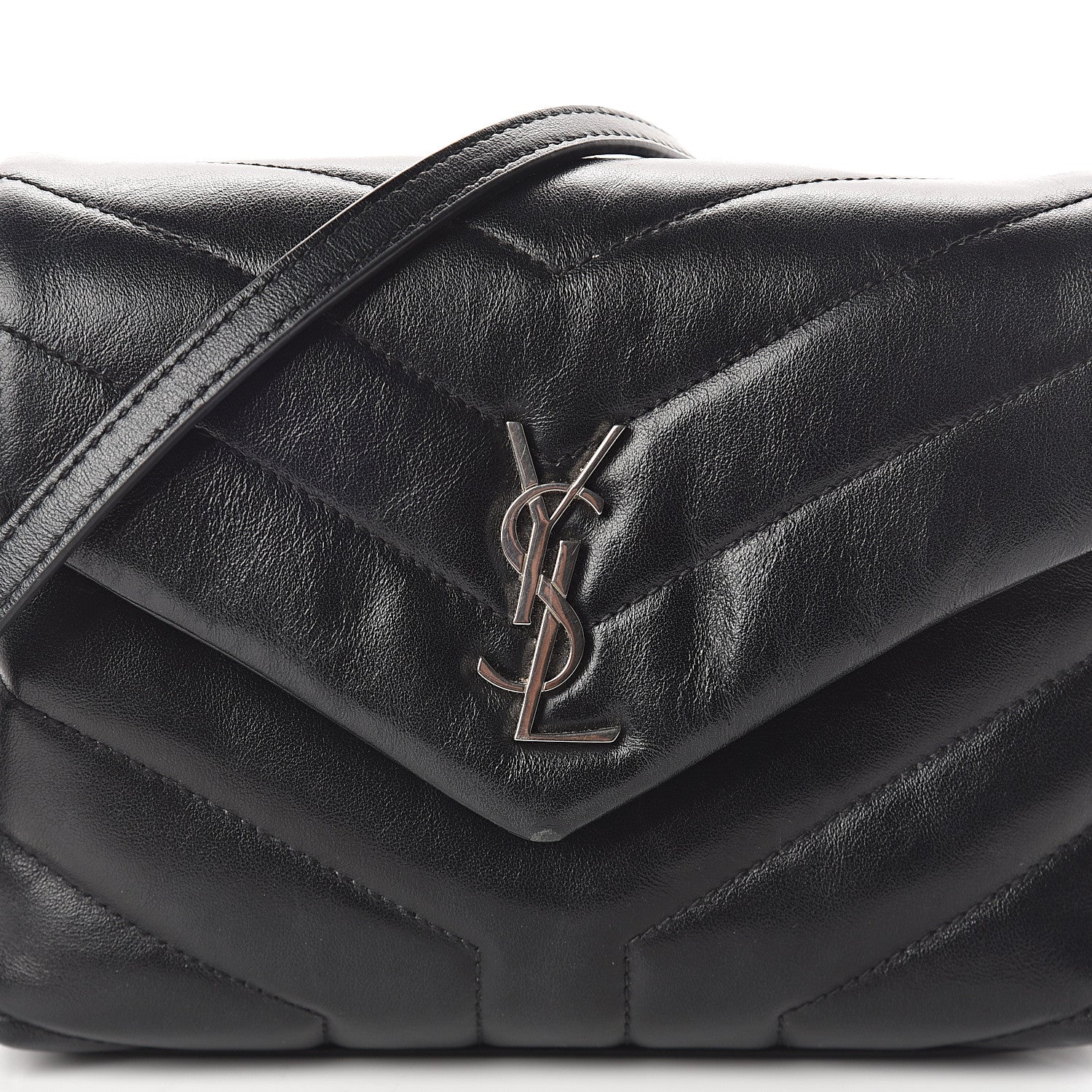 Saint Laurent Calfskin Y Quilted Monogram Toy Loulou Crossbody Bag Black 8 of 8