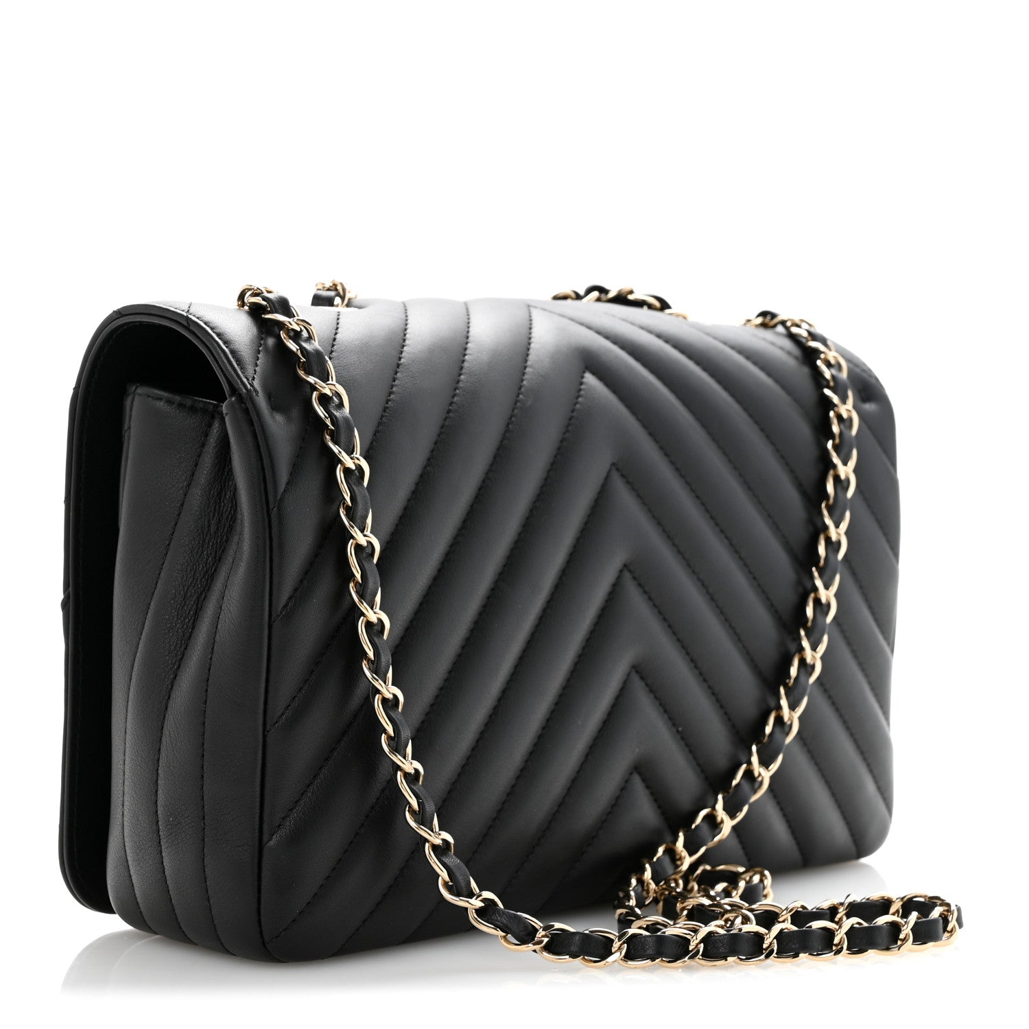 Chanel Calfskin Chevron Quilted Large Statement Flap Black 2 of 11