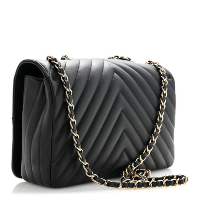 Chanel Calfskin Chevron Quilted Large Statement Flap Black 2 of 11
