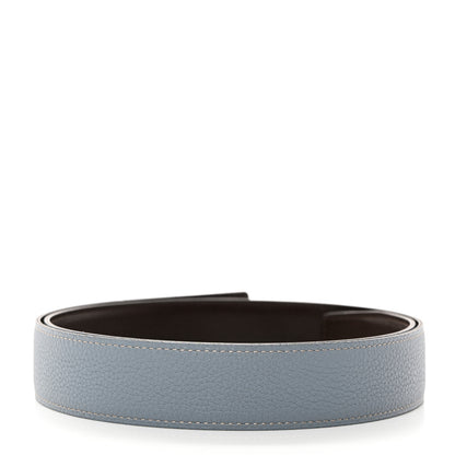Hermes Box Togo 32mm Belt Strap 85 Bleu Lin Chocolate 2 of 9