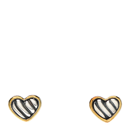 David Yurman Sterling Silver 18K Yellow Gold Kids Cable Heart Earrings 1 of 4