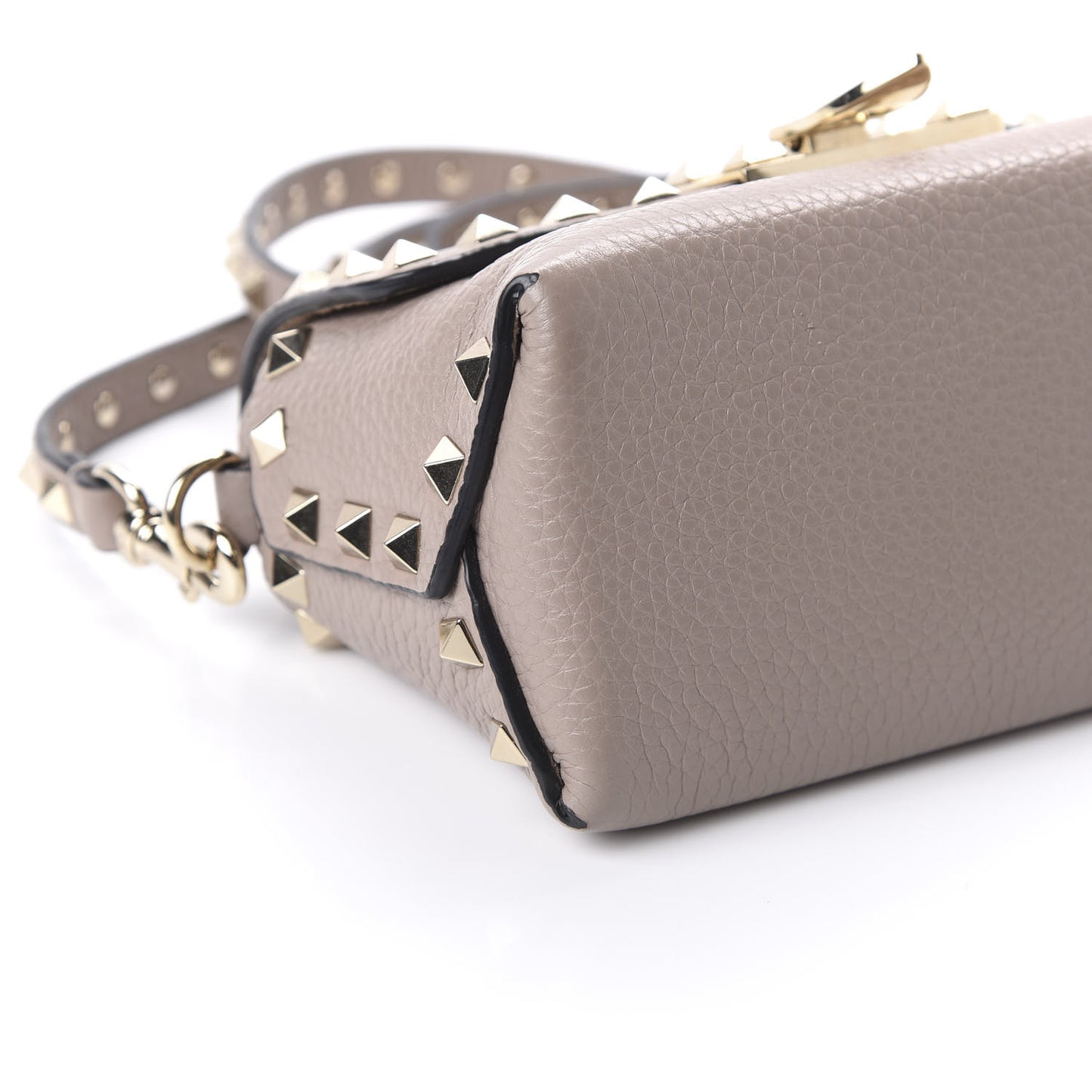 Pebbled Calfskin Mini Rockstud Crossbody Bag Poudre