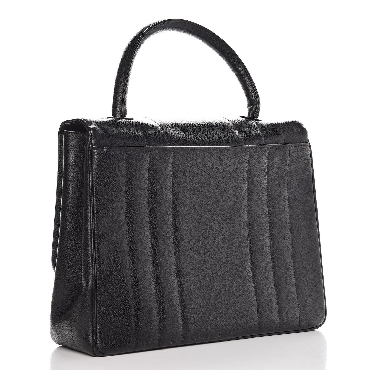 Caviar Vertical Quilted Kelly Flap Bag Black
