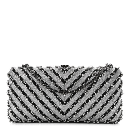 Chanel Mixed Fibers Pearl Evening Clutch Silver Black 1 of 11