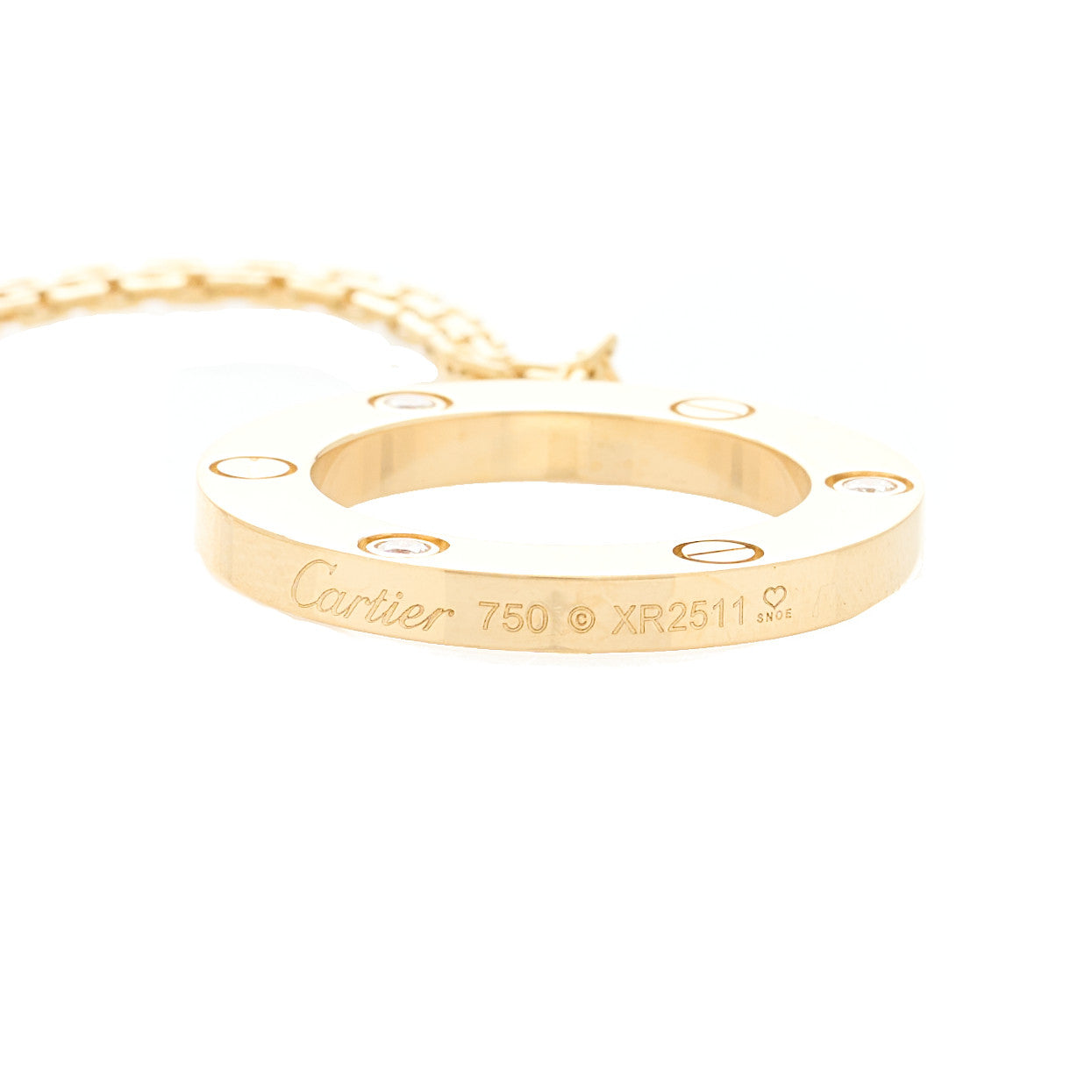 Cartier 18K Yellow Gold 3 Diamonds LOVE Pendant Necklace 6 of 6