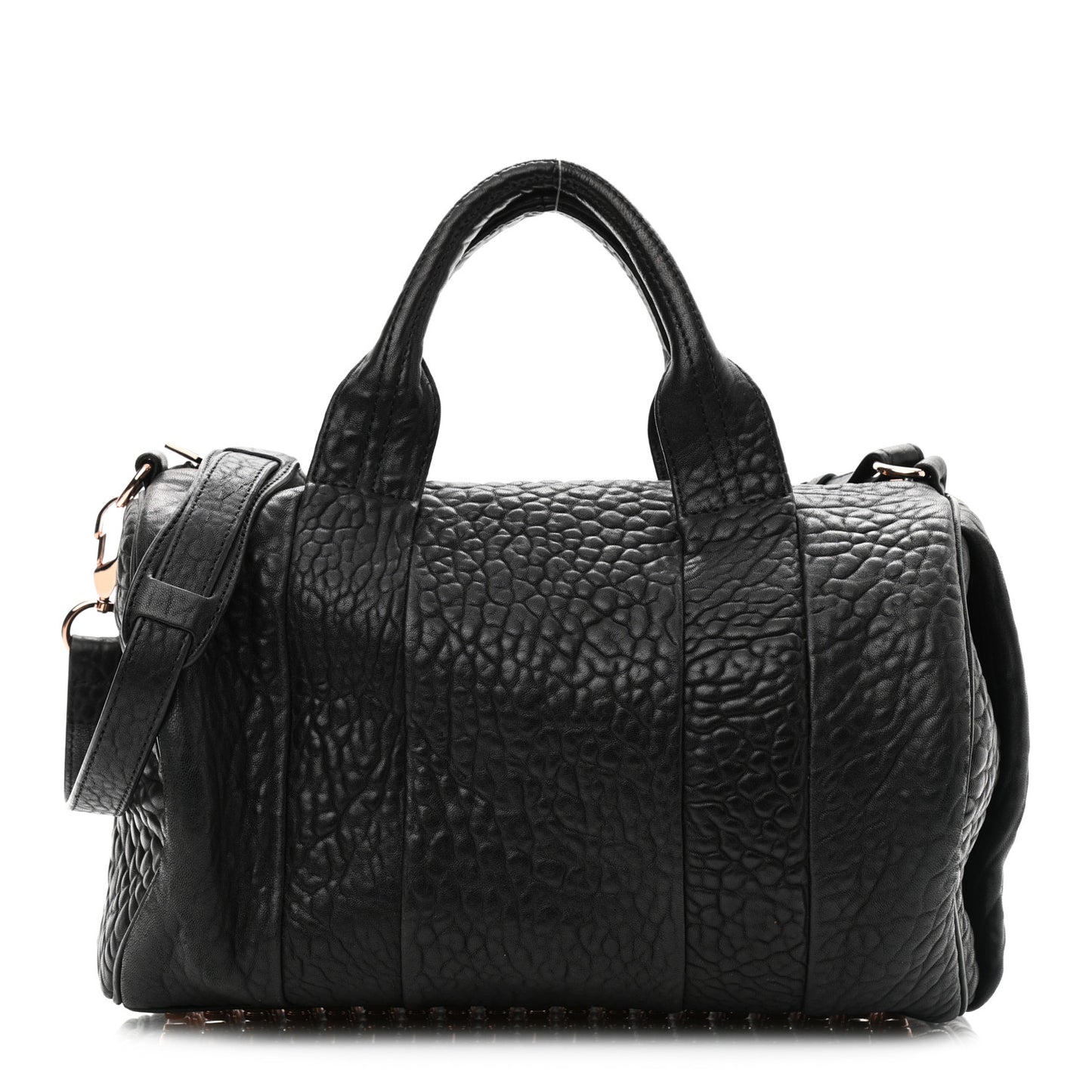 Pebbled Lambskin Rocco Black Rose Gold Hardware