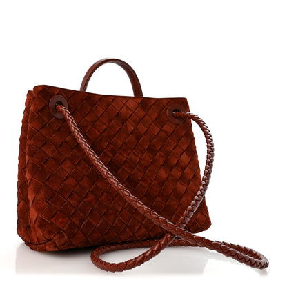 Bottega Veneta Suede Intrecciato Small Andiamo Shoulder Bag Rust 2 of 9