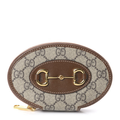 Gucci GG Supreme Monogram Azalea Calfskin Horsebit 1955 Coin Case Beige Ebony Brown Sugar 1 of 5
