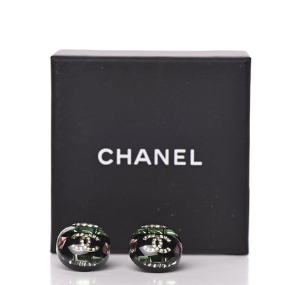 Chanel Resin Crystal CC Earrings Black Multicolor 5 of 5