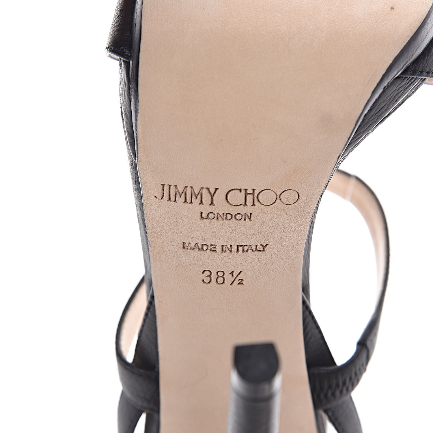 Jimmy Choo Grainy Calfskin Discus Sandals 38.5 Black 6 of 9