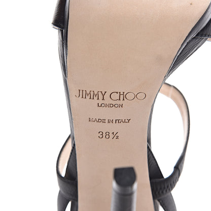 Jimmy Choo Grainy Calfskin Discus Sandals 38.5 Black 6 of 9
