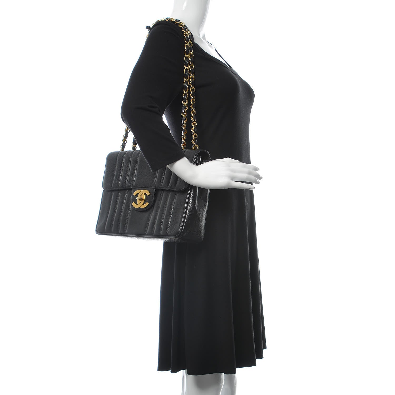 Chanel Lambskin Vertical Quilt Jumbo Single Flap Black 2 of 14