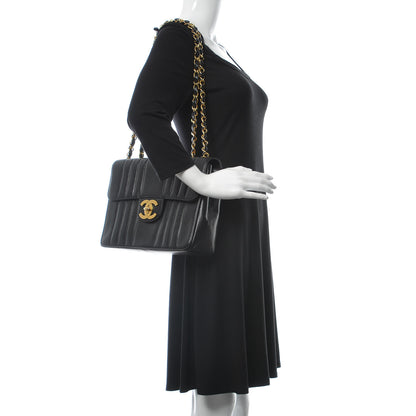 Chanel Lambskin Vertical Quilt Jumbo Single Flap Black 2 of 14