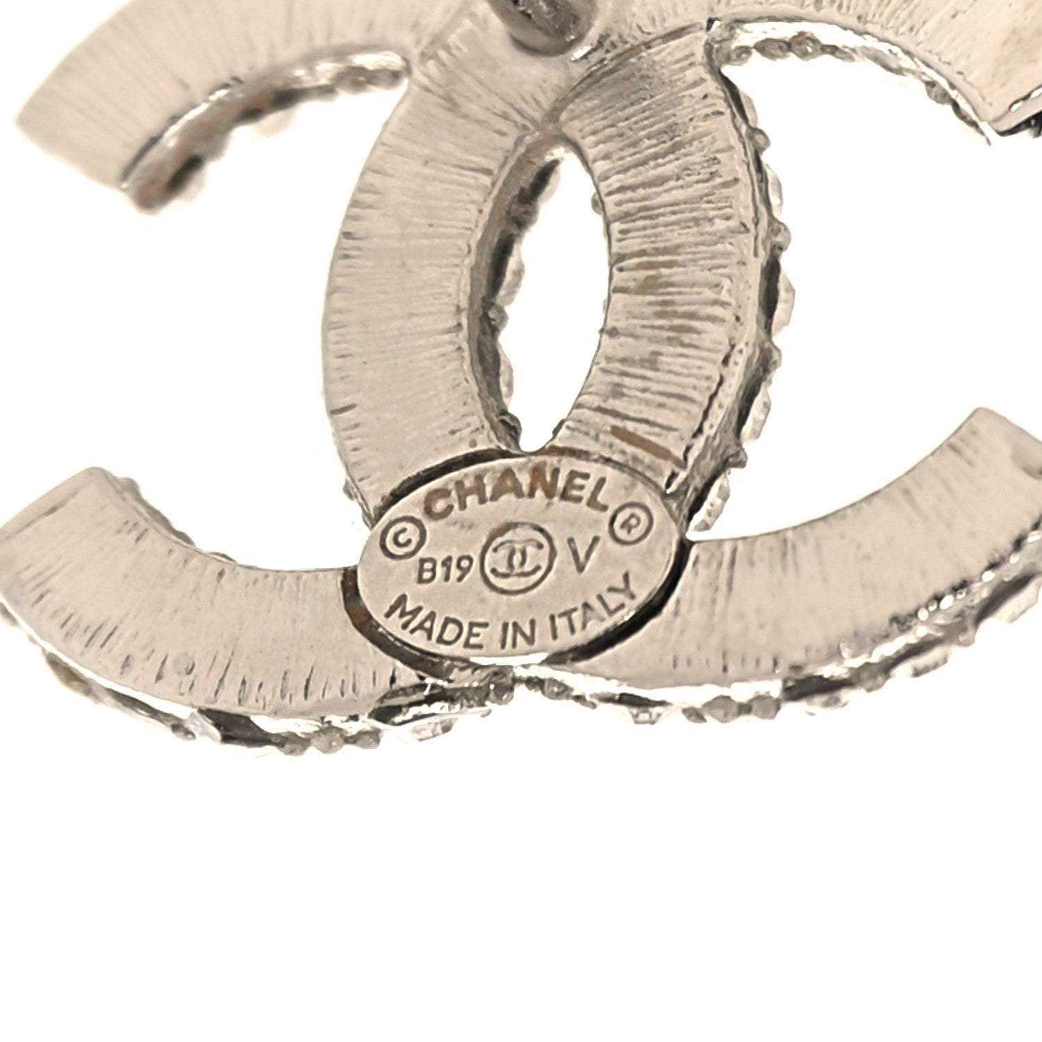 Chanel Crystal CC Earrings Silver 4 of 5