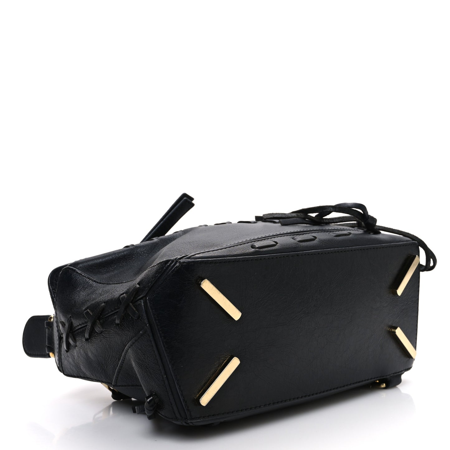 Calfskin Small Whipstitch Puzzle Bag Black