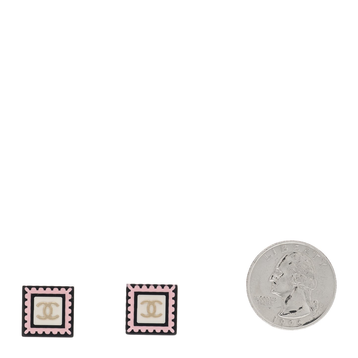 Resin CC Square Earrings Black Pink White