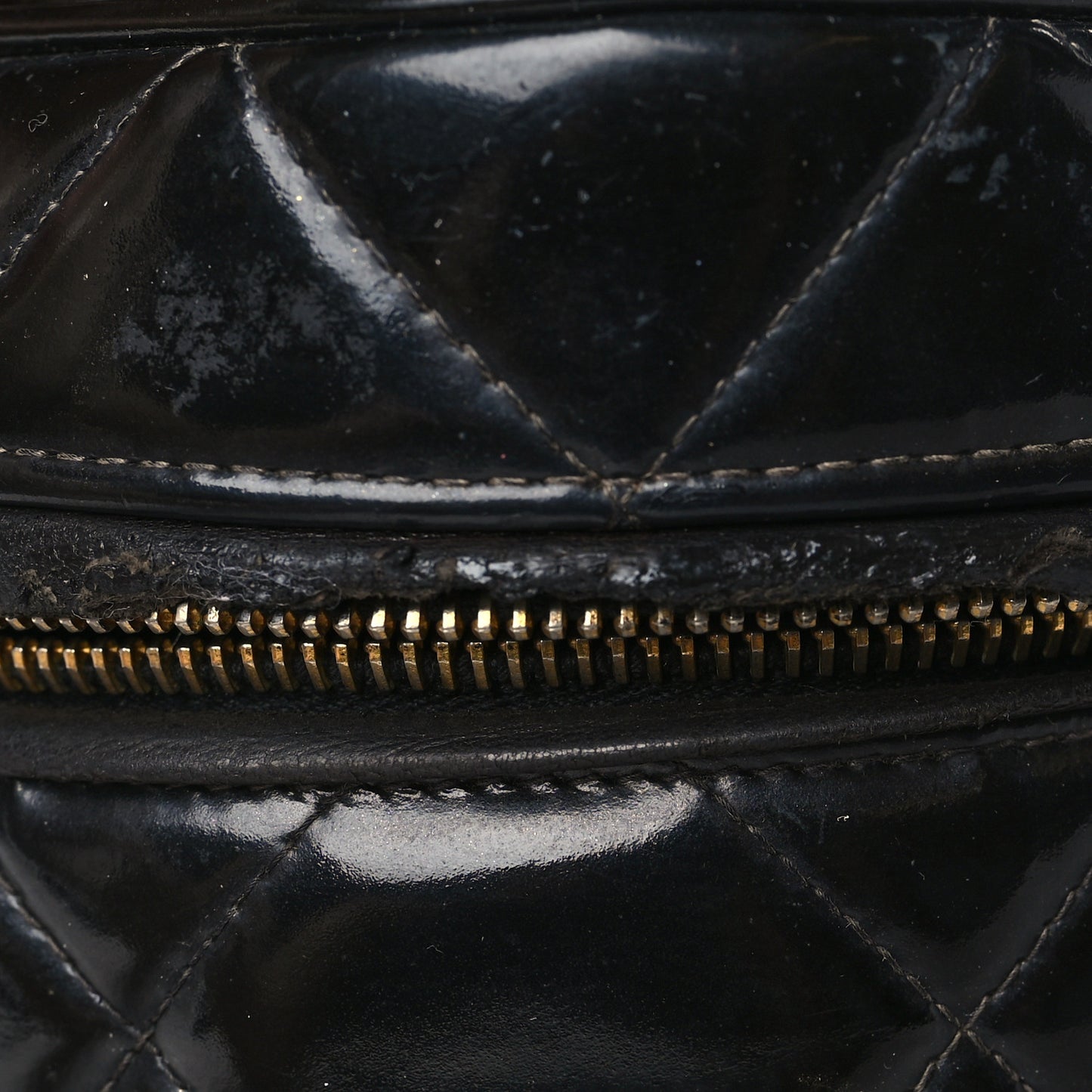 Patent Quilted Vanity Cosmetic Case Black