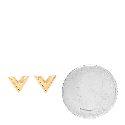 Louis Vuitton Brass Essential V Stud Earrings Gold 2 of 5