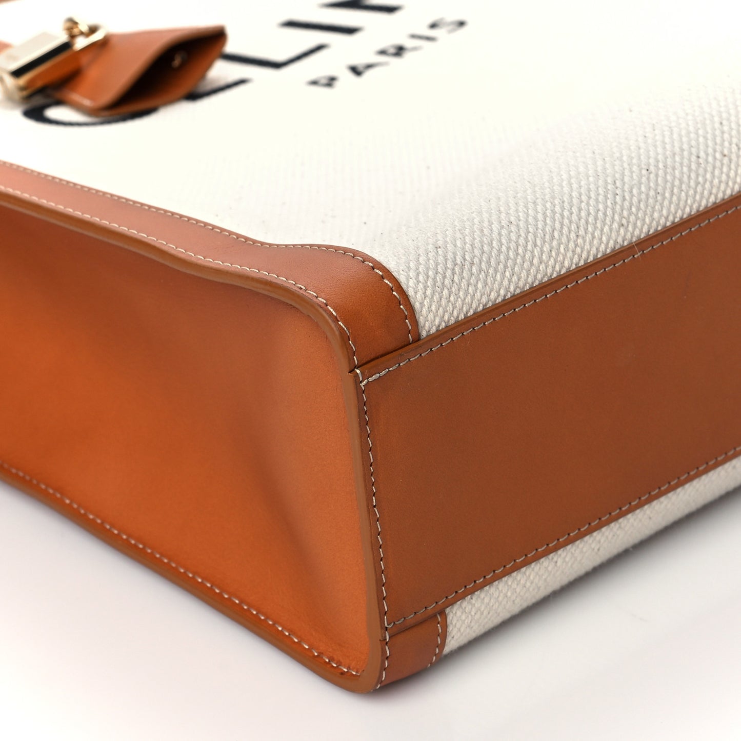 Canvas Calfskin Vertical Cabas Natural Tan