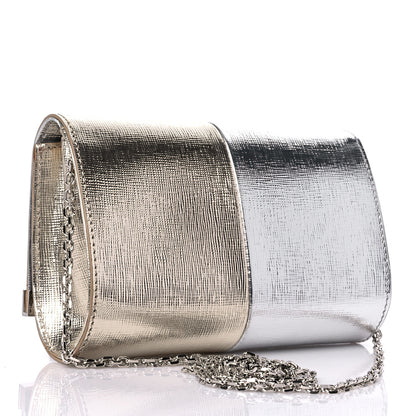 Fendi Vitello Mirror Elite Bi-Color Mini Rush Clutch Argento Champagne 3 of 11
