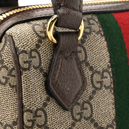 Gucci GG Supreme Monogram Textured Dollar Calfskin Web Super Mini Ophidia Top Handle Bowler Bag Beige Ebony New Acero 11 of 11