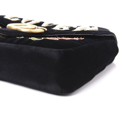 Gucci Velvet Matelasse Loved Embroidered Medium GG Marmont Shoulder Bag Black 6 of 11
