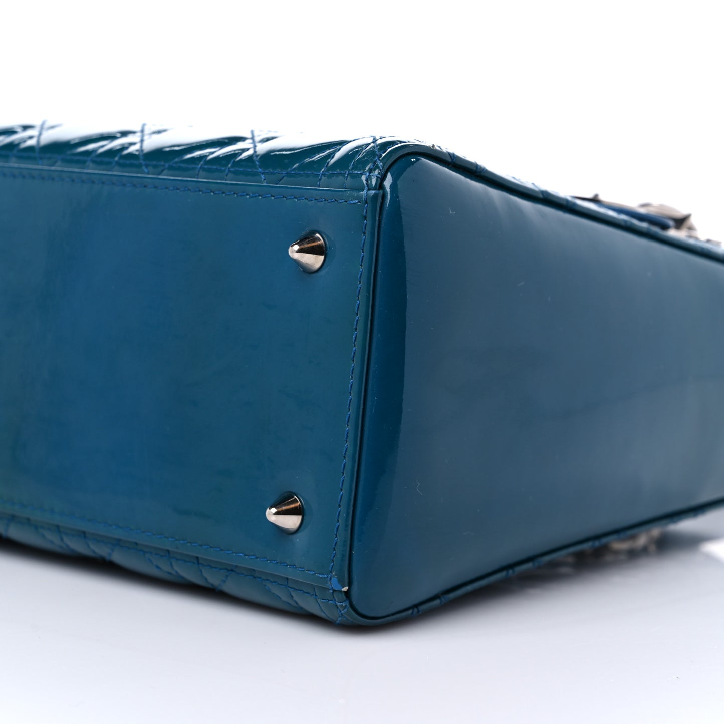Patent Cannage Medium Lady Dior Blue