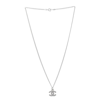 Chanel Crystal CC Necklace Silver 3 of 6