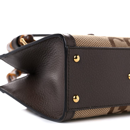 Gucci Monogram Jumbo GG Textured Dollar Calfskin Mini Diana Tote Bag Camel Ebony New Acero 9 of 10