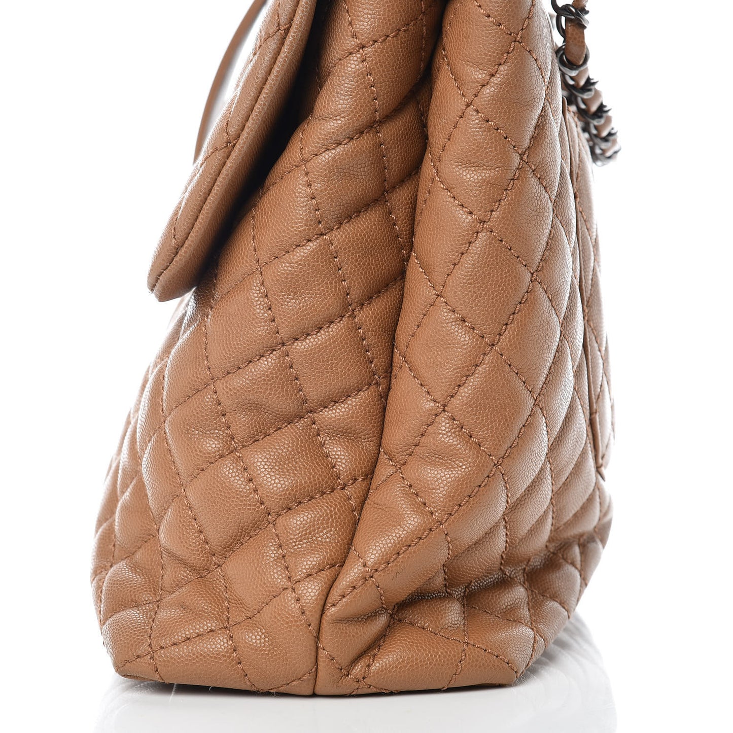 Caviar Quilted Large Coco Handle Flap Camel