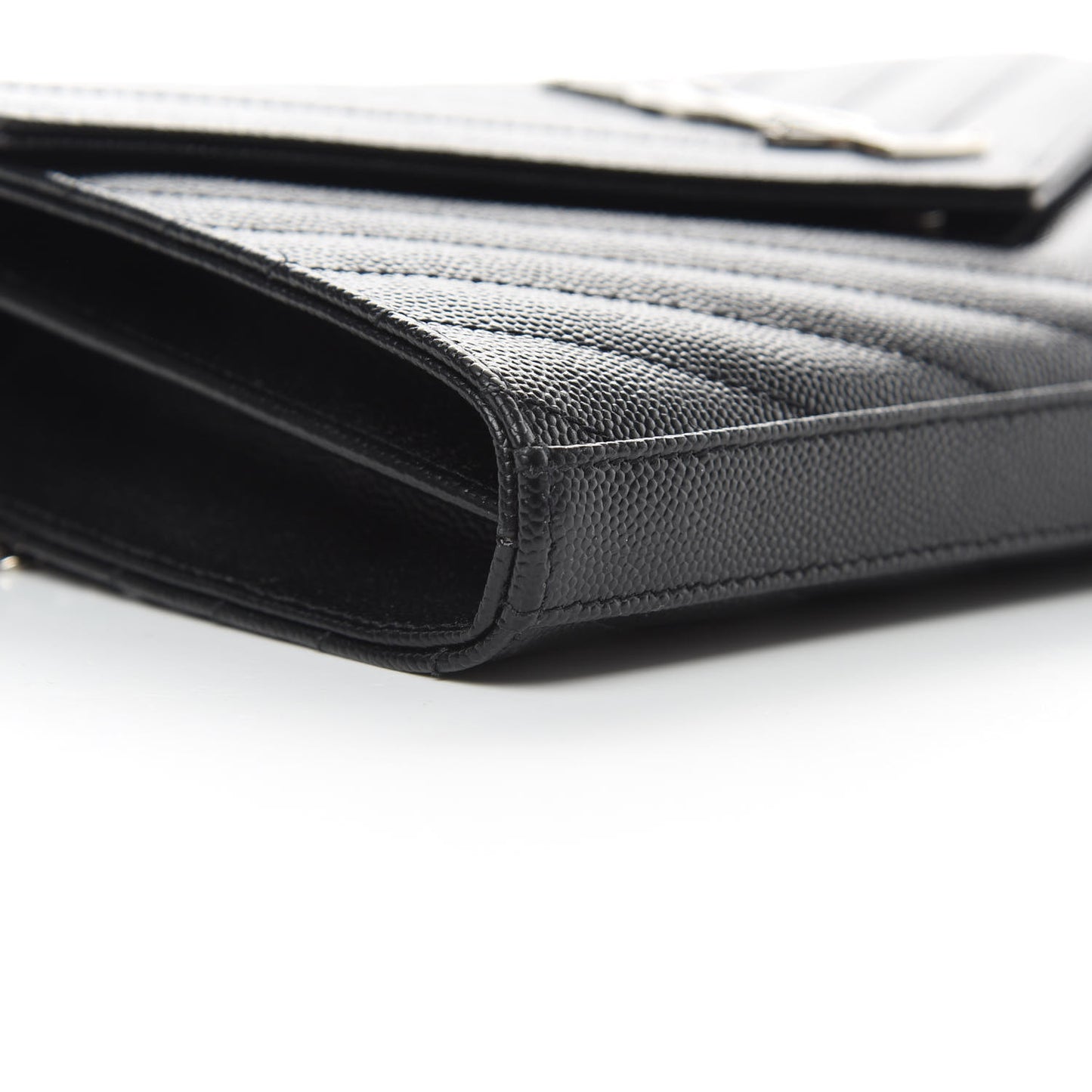 Grain De Poudre Matelasse Chevron Monogram Chain Wallet Black