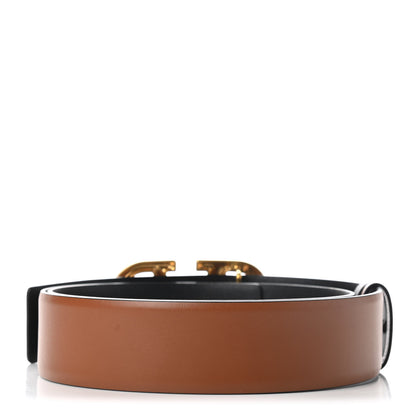 Valentino Garavani Glossy Calfskin VLogo Reversible Belt 90 36 Black Brown 2 of 6