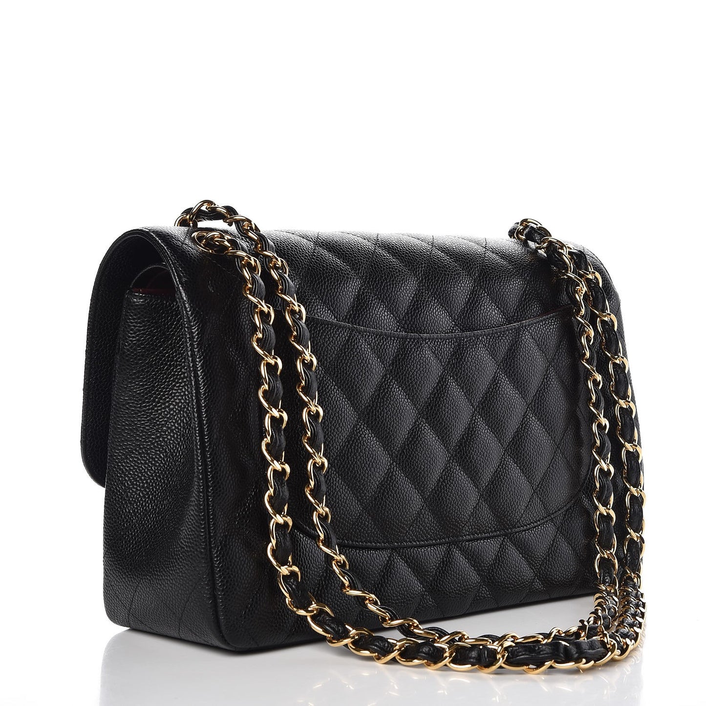 Caviar Quilted Jumbo Double Flap Black