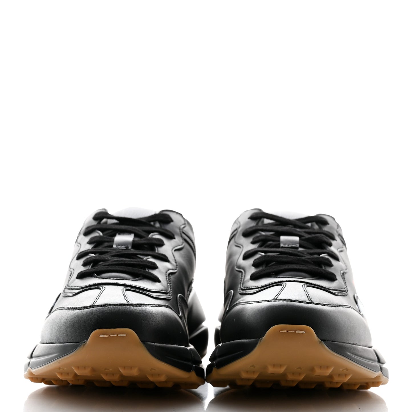 Calfskin Web Printed Mens Rhyton Sneakers 9 Black