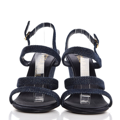 Chanel Denim Sandals 37 Dark Blue 2 of 10