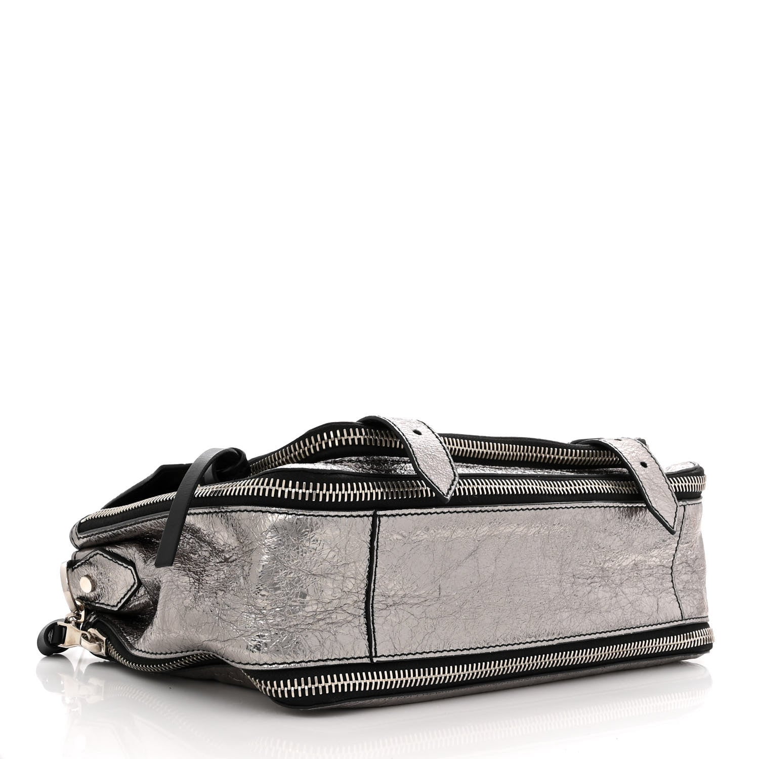 Proenza Schouler Metallic Paper Lambskin Medium PS1 Plus Zip Satchel Dark Silver 4 of 10