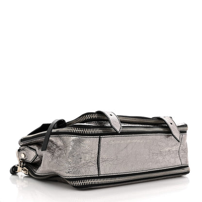 Proenza Schouler Metallic Paper Lambskin Medium PS1 Plus Zip Satchel Dark Silver 4 of 10