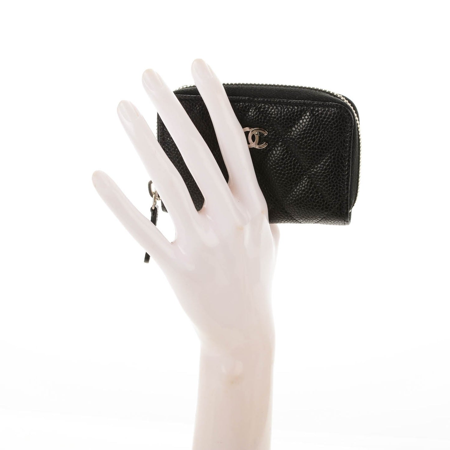 Caviar Quilted Zip Coin Purse Black