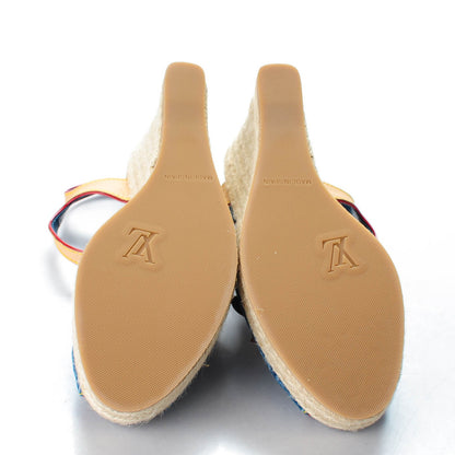 Louis Vuitton Denim Bow Espadrille Wedges 35.5 Blue 5 of 9
