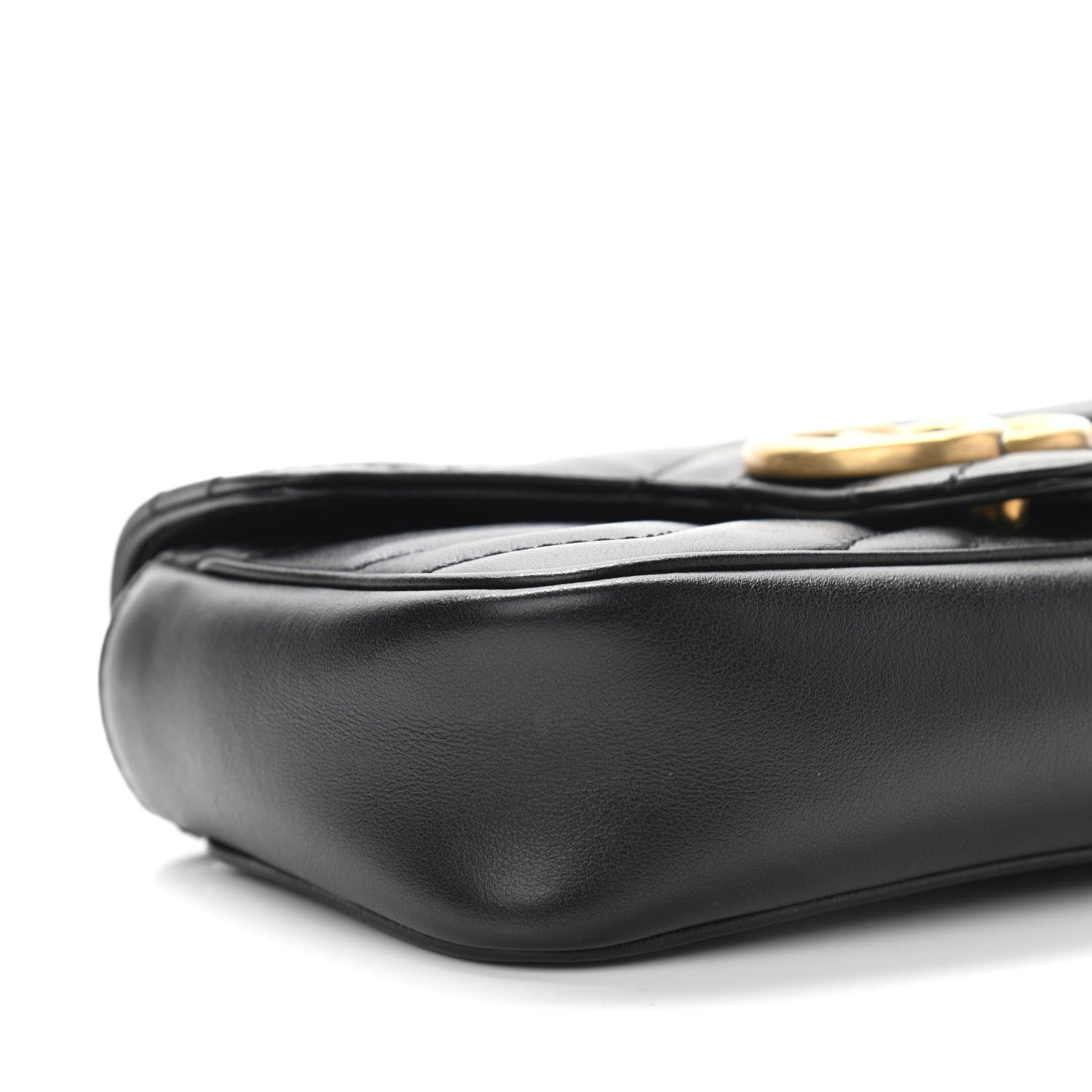 Gucci Calfskin Matelasse Super Mini GG Marmont Shoulder Bag Black 9 of 11