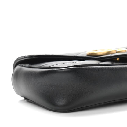 Gucci Calfskin Matelasse Super Mini GG Marmont Shoulder Bag Black 9 of 11